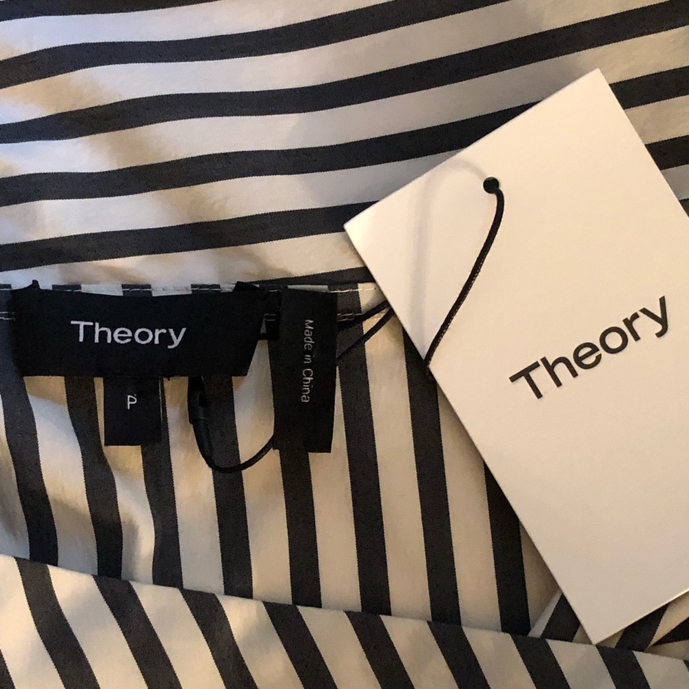 Theory Bryson Striped 1-shoulder Fold-over Top SZP - Picture 7 of 8